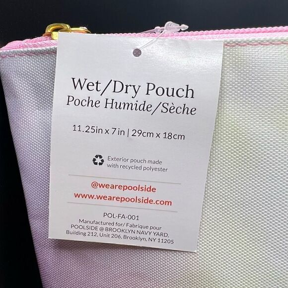 NWT! Tie Dye Pink Yellow Lavender Poolside Water Resistant Pouch Wristlet Strap - Picture 5 of 5
